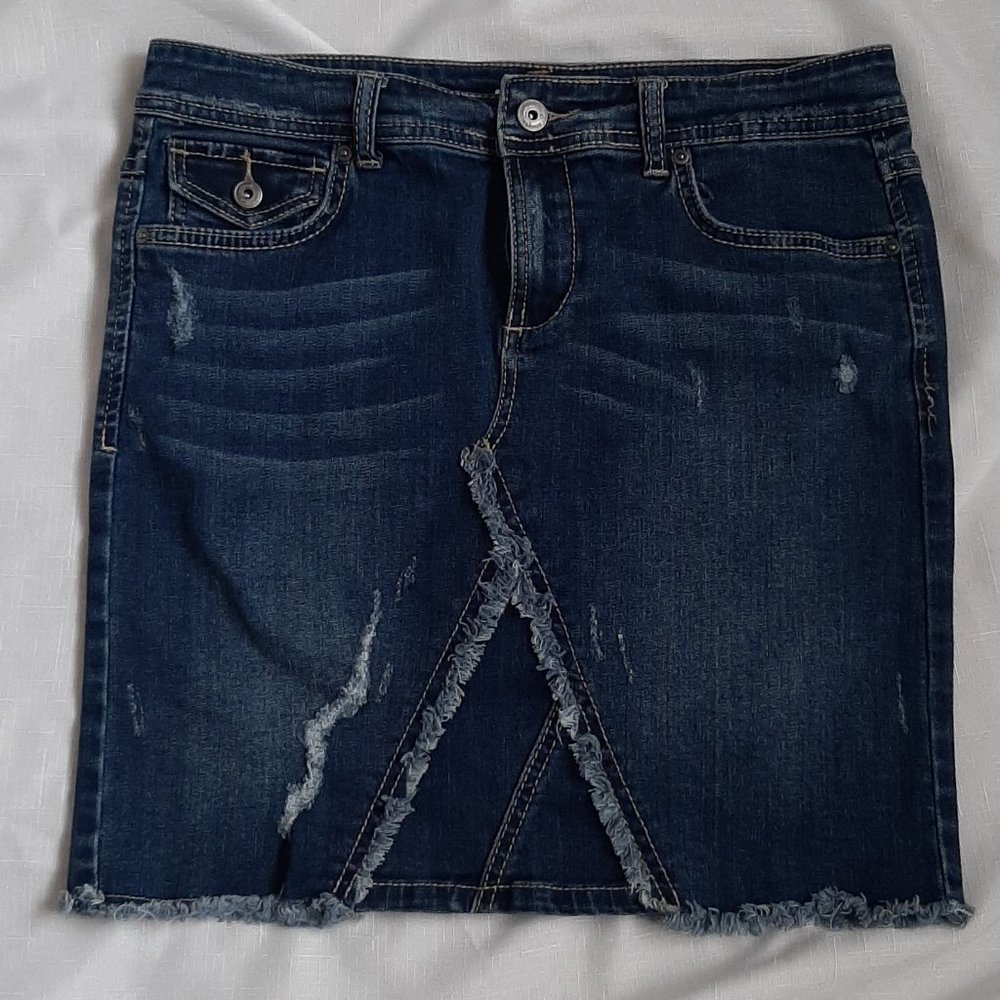 INC International Concepts Regular Fit blue Denim Straight Skirt Women (6)